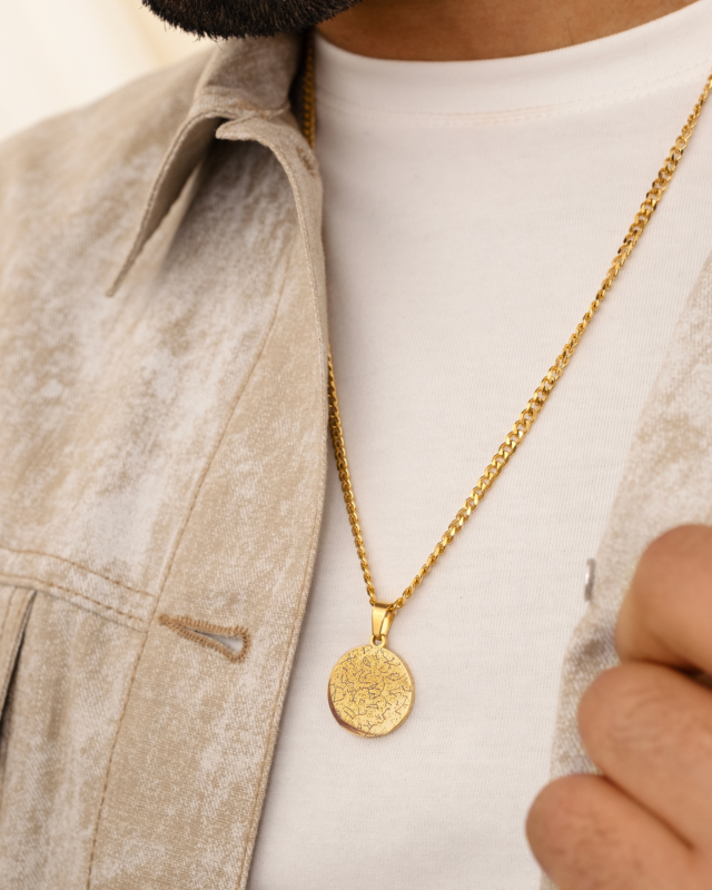 Gouden star map ketting heren