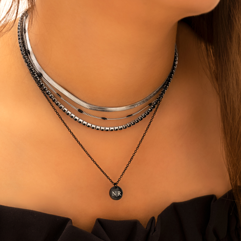 Zilveren platte choker ketting