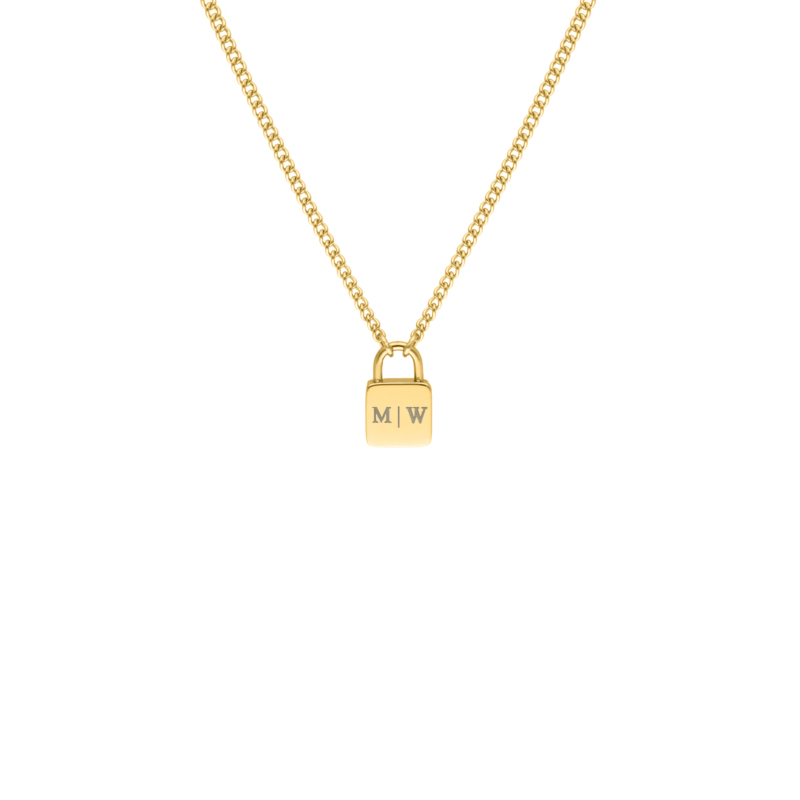 Lock ketting met jouw gravering goudkleurig