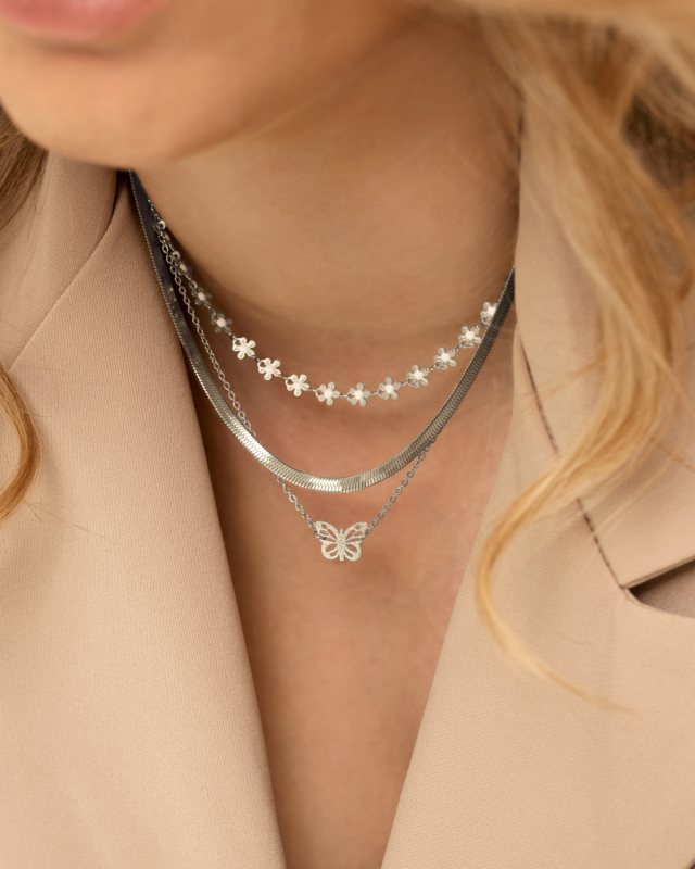 Zilveren choker ketting