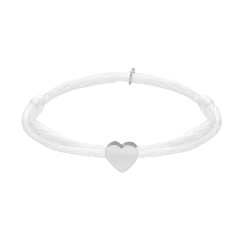 Witte satin heart armband