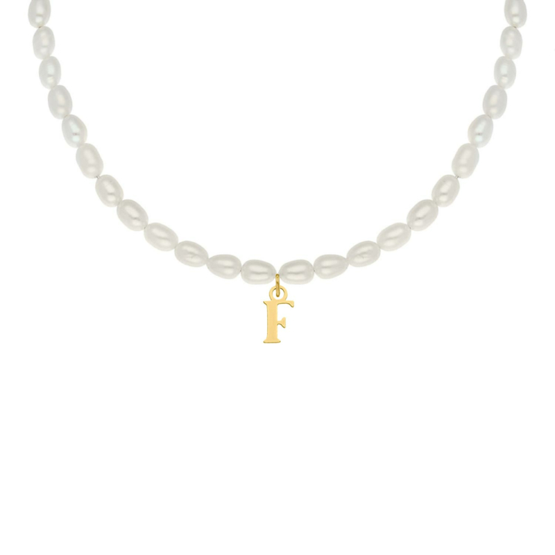 Pearl initial ketting goudkleurig