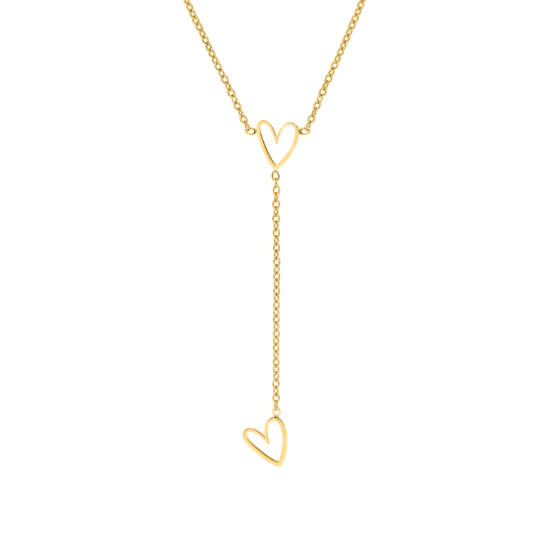 Necklace playful hearts goldplated