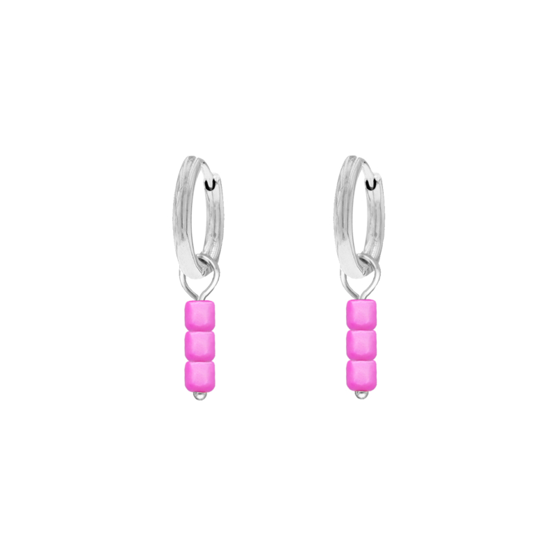 Earrings neon pink stones