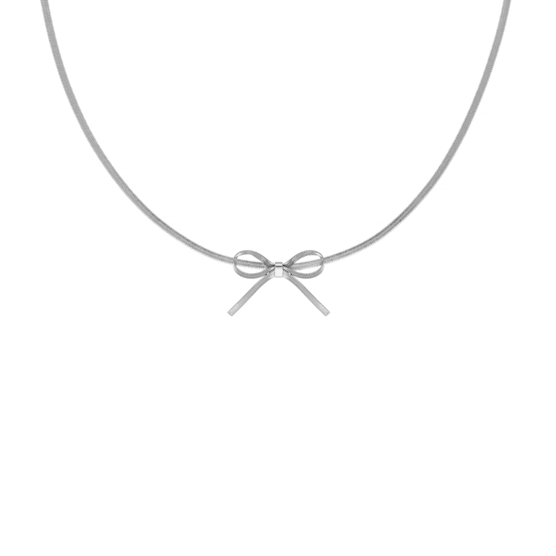 Trendy bow necklace zilverkleurig