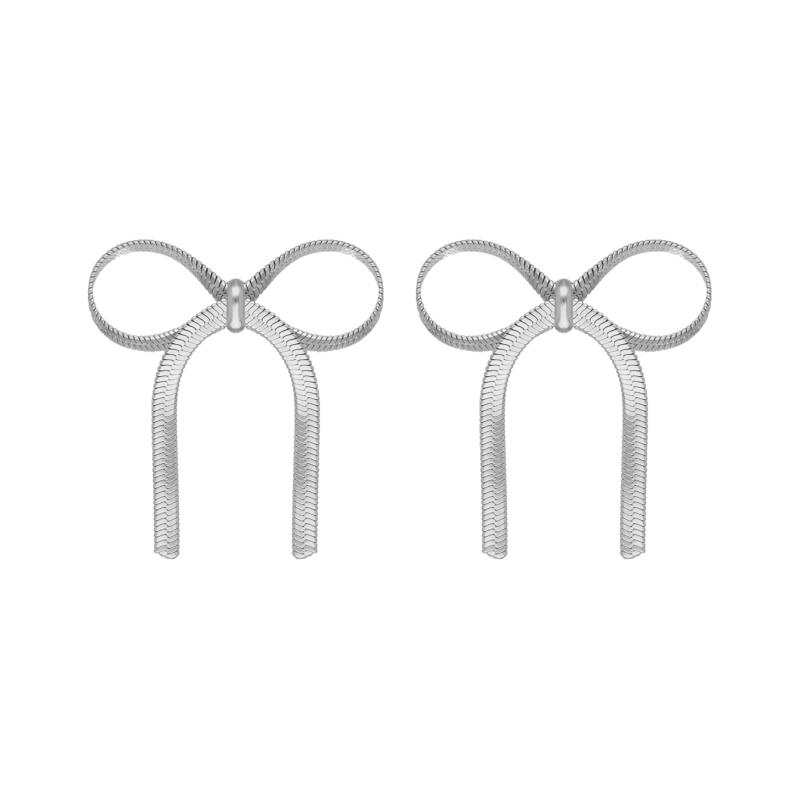 Trendy bow earrings zilverkleurig