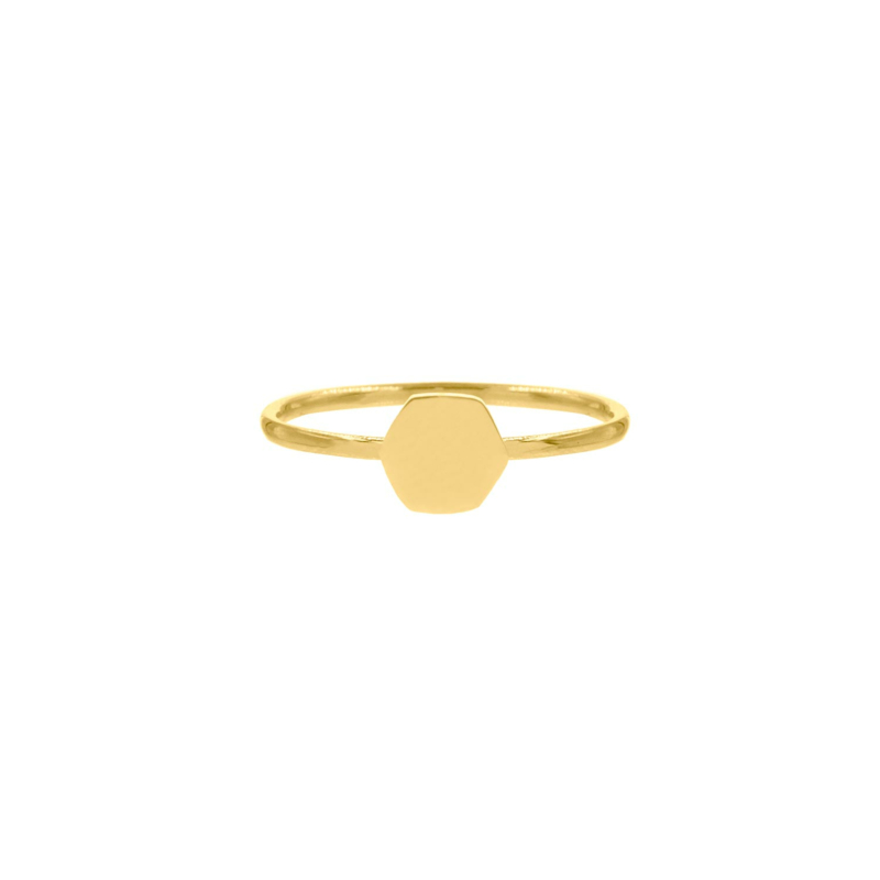 Ring hexagon gold plated