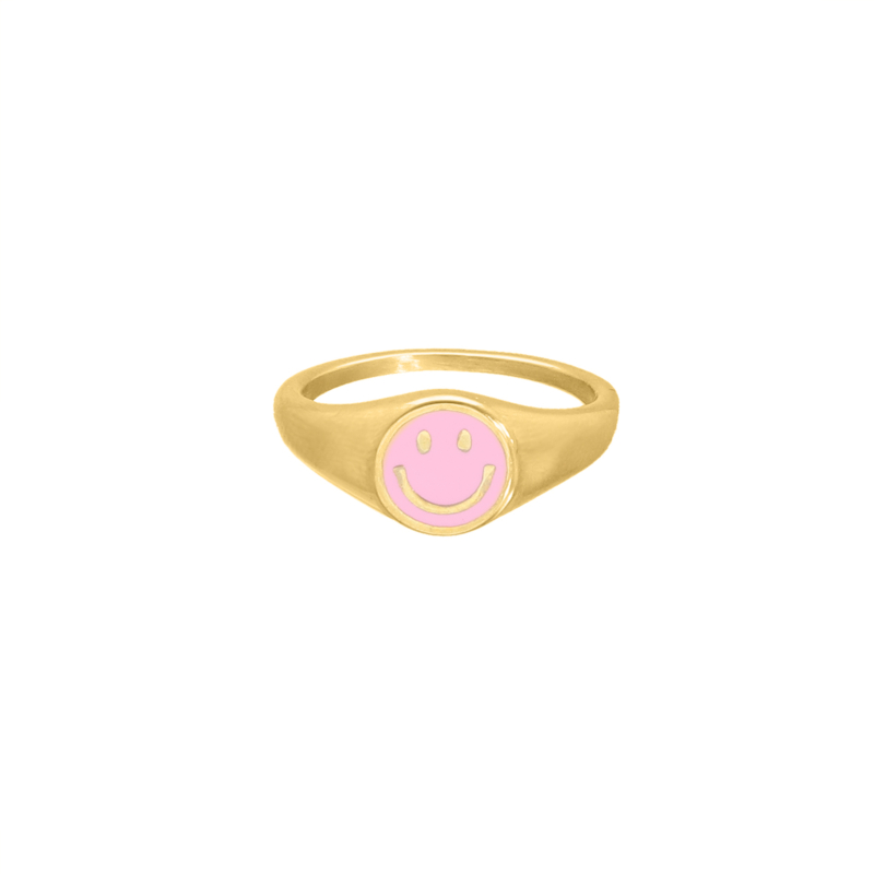 Gouden ringen met roze smiley