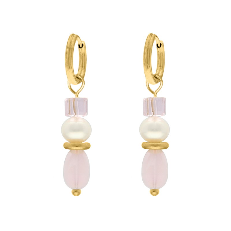 Trendy stone earrings goudkleurig