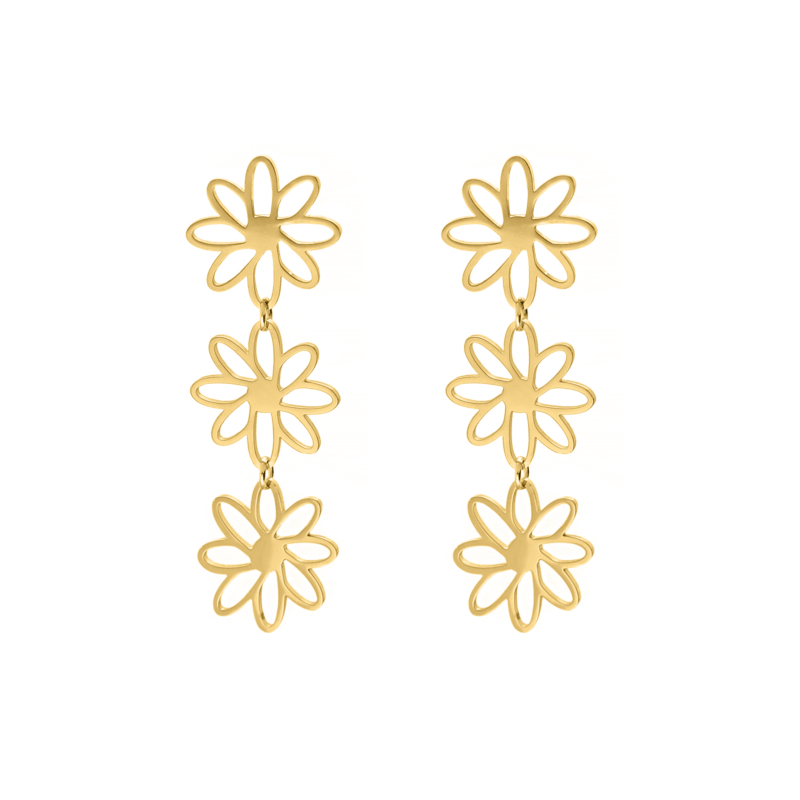 Triple flower earrings goldplated