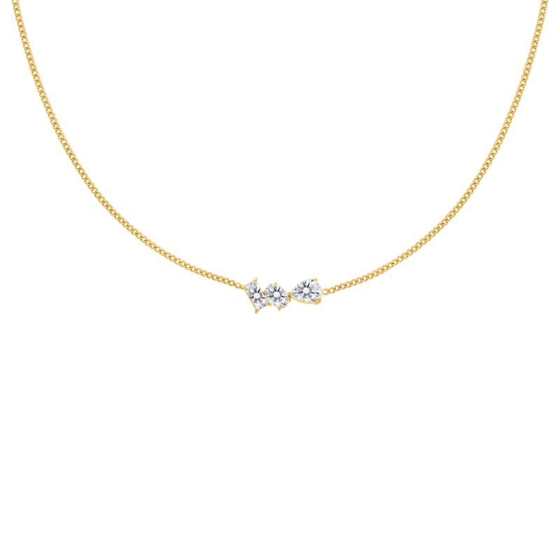 Triple gem necklace goldplated