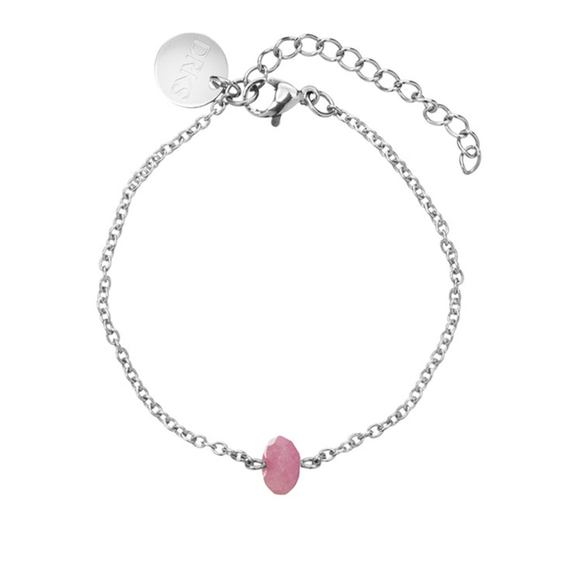 zilveren armband roze munt