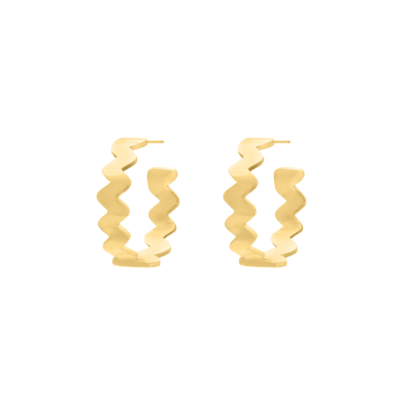 Hoop earrings zigzag goudkleurig