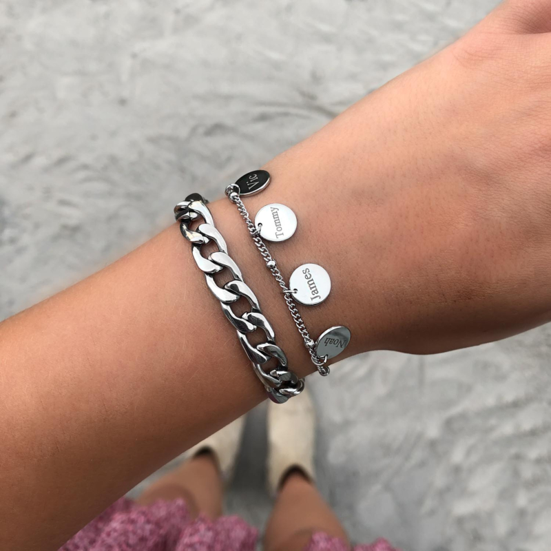 Zilveren armband met graveerbare muntjes