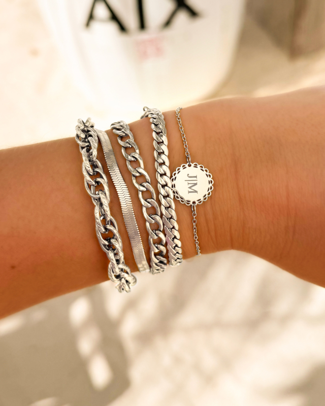 Zilveren armbanden mix met chains