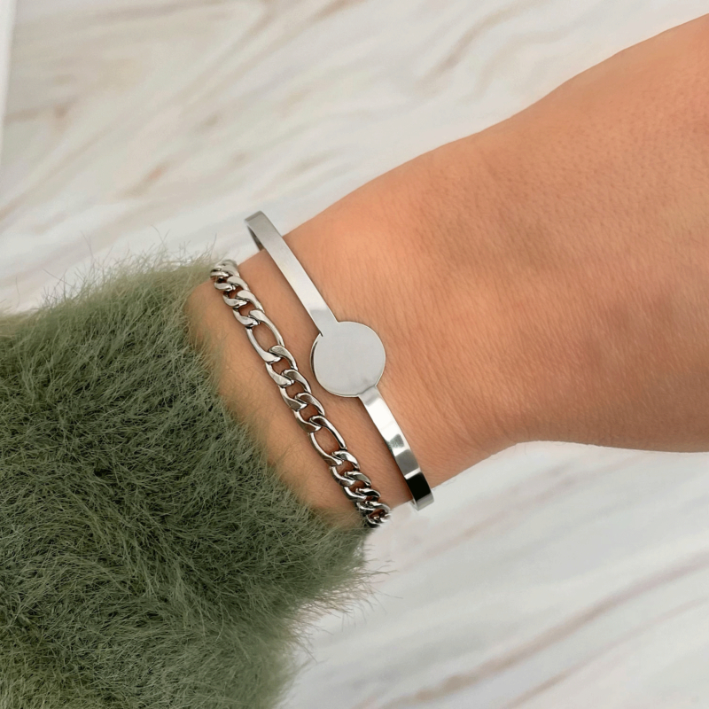 Zilveren armparty met bangle