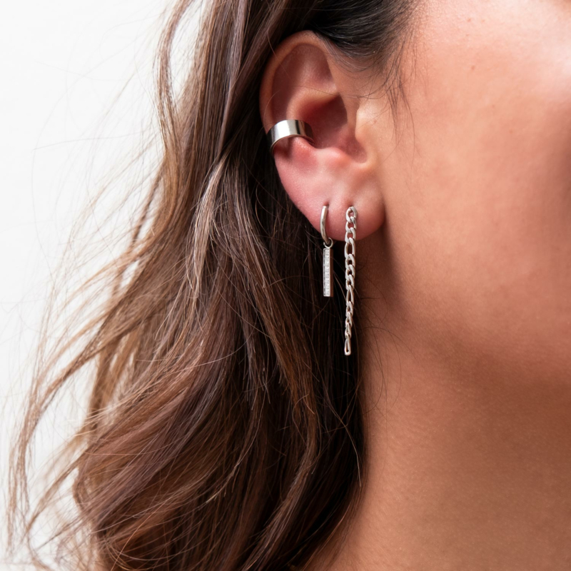 Zilveren ear party met ear cuff