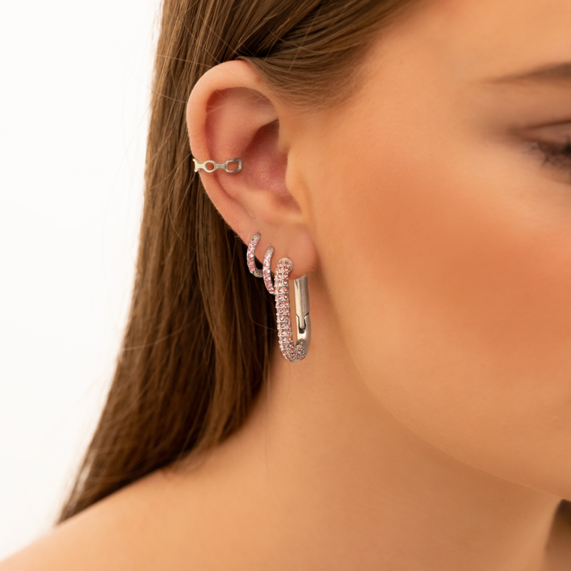 Oorbellen mix met zilveren ear cuff