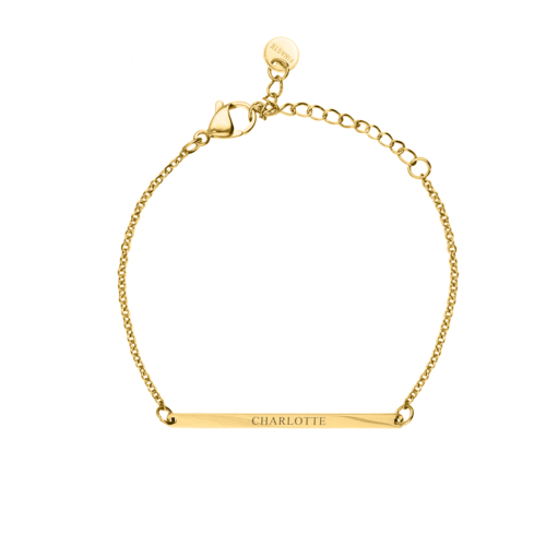 Minimalitische bar armband graveerbaar in de kleur goud