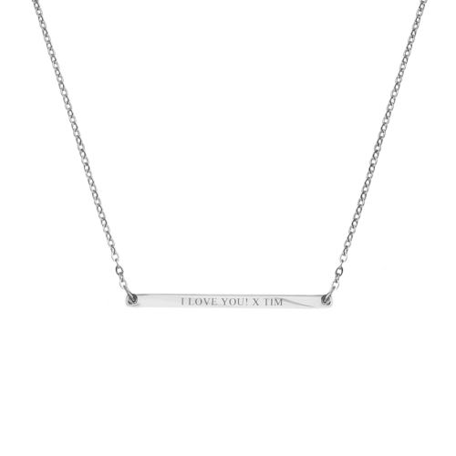 Minimalistische bar ketting in de kleur zilver graveerbaar