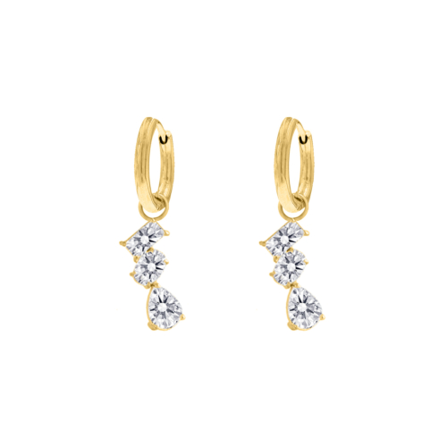 Triple gem earrings goldplated