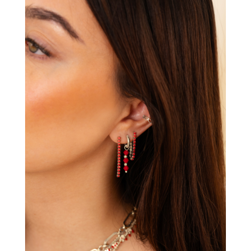 Shiny Red Tennis Earrings