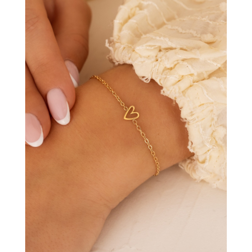 Armband one love heart goudkleurig