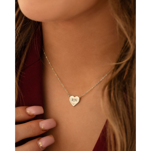 Graveerbare heart ketting met steentje