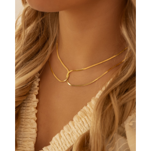 Snake ketting linked chains goudkleurig