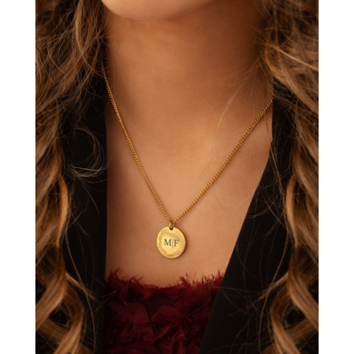 Coin necklace 2 initials goldplated