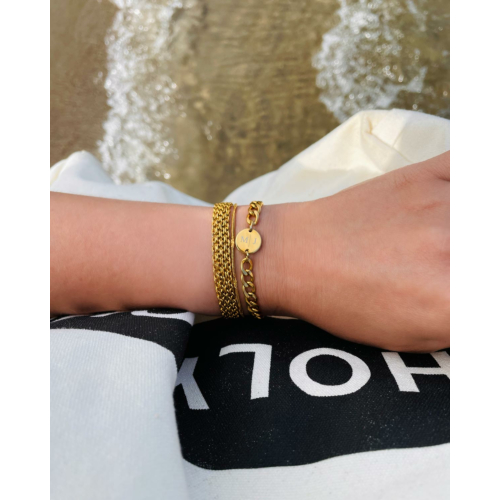 Chunky initial armparty gold plated