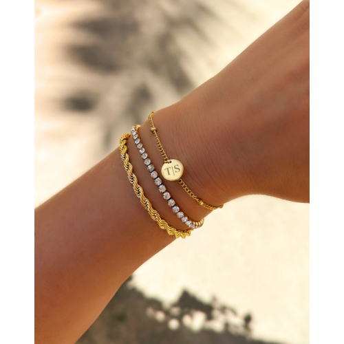 Tennis armparty met gravering goldplated