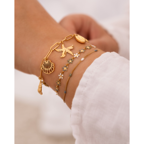 Bolletjes armband trendkleuren goudkleurig