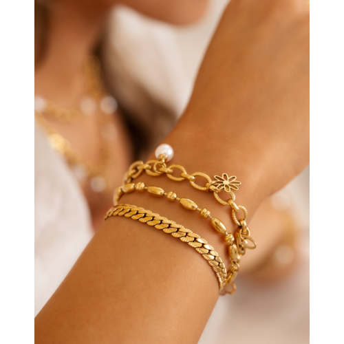 Armband platte chain vintage goudkleurig