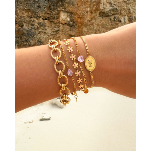 Statement bracelet round chains goldplated