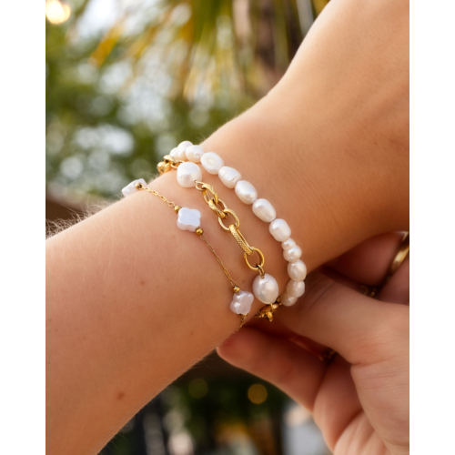 Armband zomer clovers goudkleurig