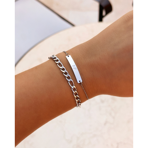 Graveerbare bar armband met sierletters