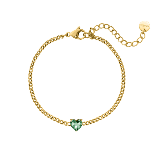 Birthstone heart armband goldplated