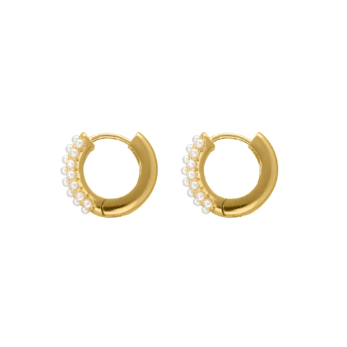 Chunky pearl hoops goldplated