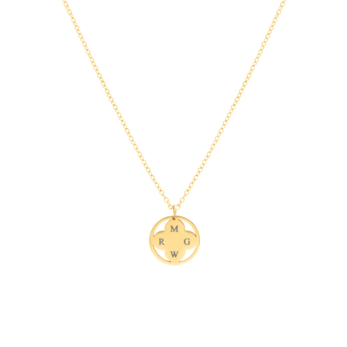 Clover ketting 4 initials goudkleurig