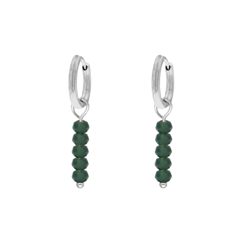 Earrings dark green beads