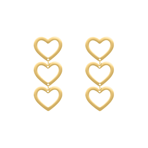 Triple open heart earrings goldplated