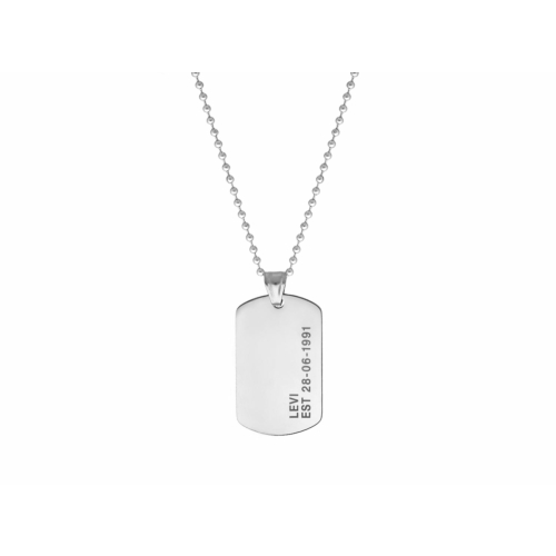 Dog tag ketting met naam en datum