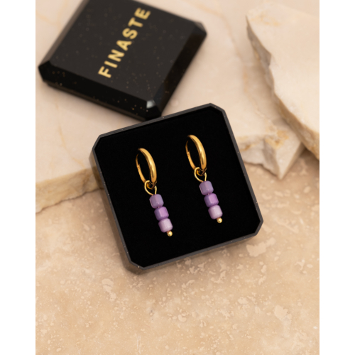 Earrings purple stones goldplated