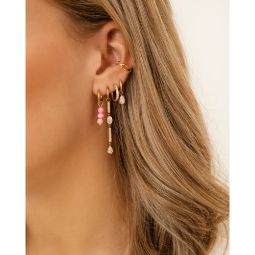 Earrings hot pink goldplated