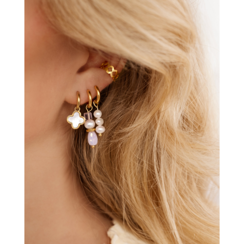 Trendy stone earrings goudkleurig