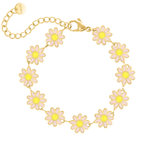 Bijou bloom anklet pink goldplated