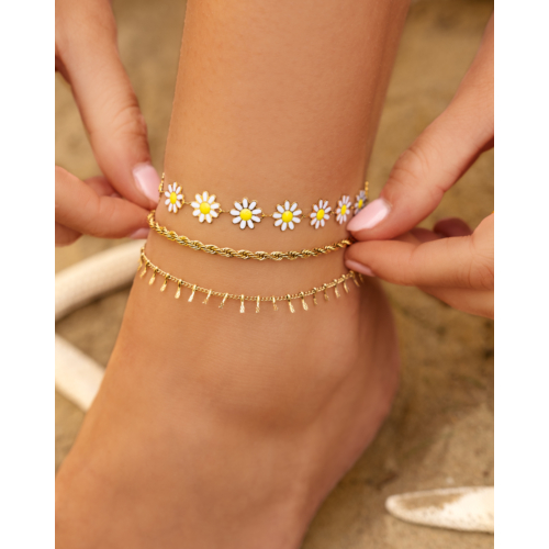 Bijou bloom anklet white goldplated 