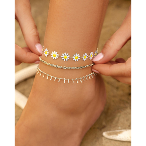 Bijou bloom anklet white 