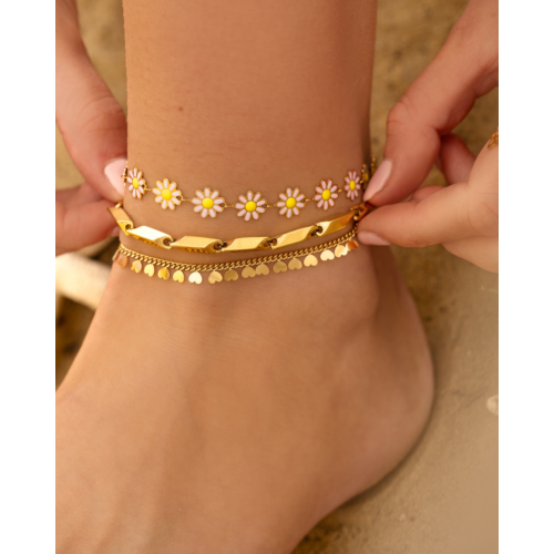 Bijou bloom anklet pink goldplated